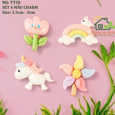 TT58 - Sét 4 mẫu Charm trang trí tiểu cảnh, dán điện thoại, kẹp nhiều loại khác - nhớ xem phần mô tả