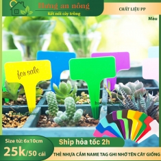 Sét 50 thẻ cắm name tag nhựa PP cao cấp dùng ghi nhớ tên giống cây size 6x10cm ( xem trong mô tả )