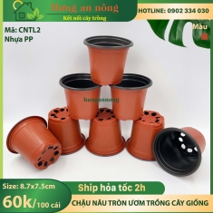 CNTL2 - Sét 100 cái chậu nâu nhựa tròn ươm trồng cây giống, size 8.7x7.5cm 3g/cái mỏng