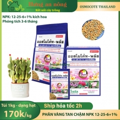 Túi 1kg NPK 12-25-6+1 phân vàng tan chậm Osmocote Thailand kích hoa, hoa to đậm màu phóng thích 3-6 tháng