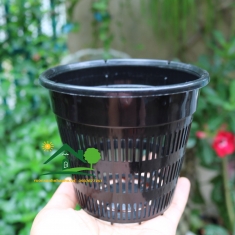 Chậu nhựa đen tròn size 110x100x80mm trồng lan cây thuỷ sinh