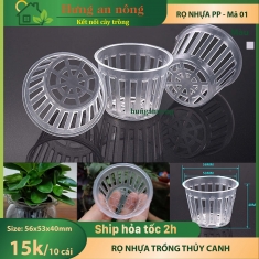 Mã 01 - sét 10 cái rọ nhựa trong trồng cây thủy canh, thủy sinh size 56x53x40mm ( xem trong mô tả )