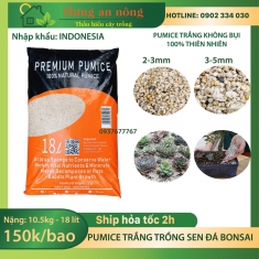 Bao 18 lít Đá Pumice Premium nhập khẩu Indonesia cao cấp 100% thiên nhiên đã xử lý sạch bụi vụn, size 2-3mm, 3-5mm