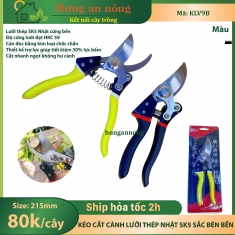 KLV9B - kéo làm vườn cắt hoa trái tỉa cành mũi cong làm từ tháp SK-5 bén chắc chắn ( xem trong mô tả )